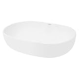 LuxeBath Waschbecken Keramik 600 x 420 x 145 mm oval, Weiß, Aufsatzwaschbecken für Badezimmer und Gäste-WC, Aufsatzbecken im modernen Design, Waschtisch Waschschale Waschplatz Handwaschbecken Becken