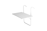 Generisch Balkon-Hängetisch Klappbar Höhenverstellbar Wetterfest Stahlrahmen 60x40 cm (Weiß)