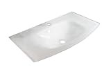 FACKELMANN Waschbecken Lugano/Waschtisch aus Glas/Maße (B x H x T): ca. 80 x 16 x 46 cm/hochwertiges, geschwungenes Waschbecken für das Badezimmer/Farbe: Weiß-Transparent/Breite 80 cm