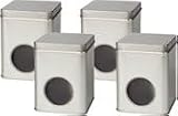 4 Stück - Teedose - Teebox - Kaffeedose - Quadratisch - Silber - 100 Gramm - Mit Sichtfenster - Vorratsdosen - Vorratsdosen - Vorratsdosen - Ablagefächer - Teedose für losen Tee