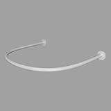 Generisch Raumteilerstange, U-förmige Gardinenstange für Umkleidekabinen mit blauen Sichtschutzvorhängen - Wandmontierter Raumteiler für Bekleidungsgeschäfte und Boutiquen (Weiß, 100 cm/39,4 Zoll)