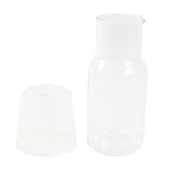 KVSERT Wasserkaraffe mit Becher Glas Kalt-Wärmflasche Becher-Sets Nachttisch Wasserkrug Hochtemperaturflasche