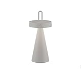 Licht-Erlebnisse LED Akku Tischlampe Greige IP44 Wohnzimmer Schlafzimmer Terrasse H:28,9 cm 2700 K 130 lm Touchdimmer Memory vielseitige Nachttischleuchte Modern MERLUM