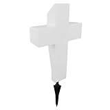 ifundom Solarbetriebene Grabkreuzleuchte Weiß Wetterfestes Kunststoff Grablicht mit Hellem LED licht Automatische Beleuchtung Für Friedhof und Grabdekoration Energiesparende Solarleuchte