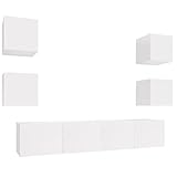 HEFZGDB 6-TLG. TV-Schrank-Set Hochglanz-Weiß Holzwerkstoff Fernseher Schrank Couchtisch Tv Sideboard Wohnzimmer Sideboard Tv für Erholungsraum Büro Gästezimmer Wohnbereich