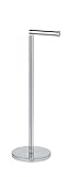 WENKO Stand Toilettenpapierhalter 2-in-1, platzsparender Rollenhalter aus Edelstahl, für bis zu 4 Ersatzrollen, 21 x 55 x 17 cm