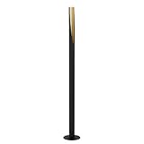 EGLO Stehlampe Barbotto, Eck Standleuchte, Stablampe aus Metall in Schwarz und Gold, GU10 Fassung, inkl. Trittschalter
