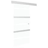 Wenjingqi Schiebetür mit weichen Stoppern, ESG-Glas, Aluminium, 90 x 205 cm, silberfarben 288056