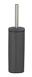 WENKO Stand WC-Garnitur Mod. Alassio, geschlossener Bürstenhalter inkl. WC-Bürste, auswechselbarer Bürstenkopf Ø 8,5 cm in Schwarz, aus lackiertem Stahl, 9,3 x 39,2 x 9,3 cm, Grau matt