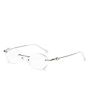 TERAISE Rahmenlose Lesebrille für Frauen mit Blauem Licht Blocking, Mode Diamantschnitt Rimless Brillen (2.0,Sliver)