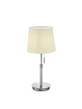 lightling Tischleuchte Liam, nickel matt Metall, Stoffschirm weiß, mit Zugschalter, exkl. 1 x E27 max. 60 Watt, höhenverstellbar 45-56 cm