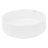 LuxeBath Waschbecken Keramik, rund Ø 355 x 120 mm, Weiß, Aufsatzwaschbecken für Badezimmer/Gäste-WC, Aufsatzbecken im modernen Design, Waschtisch Waschschale Waschplatz Handwaschbecken Waschschüssel
