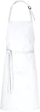 DESERMO Premium Latzschürze 100x80cm (LXB) - Verstellbare Küchenschürze für Frau & Mann – Kochschürze aus 100% Baumwolle - 210g/m²(Weiß)