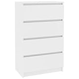 vidaXL Sideboard, Kommode mit viel Stauraum, Schrank mit 4 Schubladen, Schubladenschrank Anrichte für Wohnzimmer, Modern, Weiß 60x35x98,5cm Holzwerkstoff