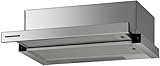 HEINNER HTCH-F400IX Flachschirmhaube 60 cm, 2 Ebenen, Teleskop-Dunstabzugshaube Umluft 358,4 m³/h, Silber