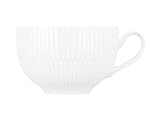 Seltmann Weiden Amina Weiß Milchkaffeetasse, 350 ml, Cappuccinotasse mit dezentem Relief-Muster, Spülmaschinen- und Mikrowellenfest, Porzellan, Weiß