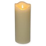 GarPet LED Echtwachskerze mit Timer Echtwachs Kerze Creme Weiß Batterie Flackereffekt beweglicher Flamme flammenlose Kerze batteriebetrieben 10 x 20 cm