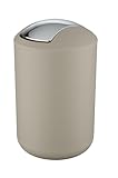 WENKO Kosmetikeimer Mod. Brasil L, 6,5 Liter Bad-Mülleimer mit Schwingdeckel, aus bruchsicherem Kunststoff, BPA-frei, Taupe