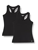 Amazon Essentials Damen Active Quick Dry Tech Stretch Racerback-Tanktop (in Übergröße erhältlich), 2er-Pack, Schwarz, M