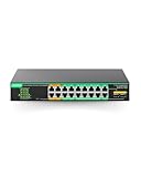 LINOVISION 16-Port UltraReach PoE Switch mit Fernverwaltung über Cloud, PoE- und Datenübertragung mit Einer Reichweite von bis zu 800m, 4* BT 90W und 12* at 30W Ports, integriertes 300W Netzteil