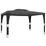 Kangmusi Pavillon mit Doppeldach Anthrazit 3,98x2,98 m Stahl, Anthrazit 368443
