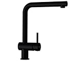 SCHOCK® Küchenarmatur EPOS Puro I schwarze Niederdruck Armatur Puro I Einhebelmischer mit Festauslauf I 360° schwenkbarer L-Auslauf I Spültischarmatur modern I Flexible Anschlussschläuche