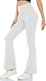 ACTINPUT Yogahose Damen Schlaghose Blickdicht Flared Leggings Bootleg Sporthose Bootcut Jogginghose Fitnesshose Jazzpants（Weiß，S）