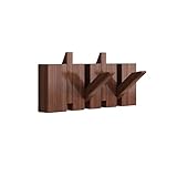 DAZSIAZ Wandgarderobe aus Buchenholz, Klavierförmige Wandgarderobe, Platzsparende Kleiderhaken Wand, für Eingangsbereich, Schlafzimmer, Badezimmer und Wohnzimmer(Brown,4 hooks)