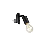 BRILONER - Leselampe Bett für die Steckdose, Ein-/Ausschalter, schwenkbar, Wandleuchte Innen, Steckdosenlampe, Steckdosenlicht, Wandlampe mit Schalter, Steckdosenleuchte, 9,5x6,7x7,8 cm, Schwarz