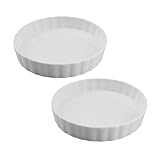 WakiHong 2 teilig Runde Keramikkuchenform Quicheform Keramik Design Keramik Tarteform,18 cm,Einfach zu Reinigen,mikrowellen,spülmaschinen- & ofengeeignet,für Obstkuchenform,Tarte,Quiche-Weiß