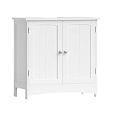 VASAGLE Waschbeckenunterschrank, Unterschrank, Waschtischunterschrank, Badezimmerschrank mit 2 Türen, verstellbare Ablage, viel Stauraum, freistehend, Landhausstil, 60 x 30 x 60 cm, Weiß BBC01WT