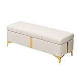 ZPRYZHD Truhenbank aus PU-Leder, Moderne Sitzbank mit Stauraum, Multifunktionale Ottomane, mit Kissen, für Eingangsbereich, Schlafzimmer(White,31.5in/80cm)