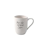 Villeroy & Boch - Statement, Becher mit Henkel, Keep calm and drink coffee, 280ml, Premium Porzellan, weiß