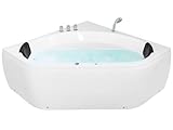 Luxus Whirlwanne Eckbadewanne Spa weiß große Doppelwanne mit Massage LED Meves