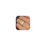 Chriscoco 4 Stück Gold Ringe Frauen 14 Karat Vergoldete Ringe Set Ring Gold Damen Daumenring Verlobungsringdamen Gold Fingerring Ringe Gold Wasserfest - Mit Schmuckschatulle 57 (18.1)