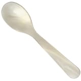 6 Eierlöffel aus Acryl in Perlmuttoptik 12,5 cm / Farbe: Weiss