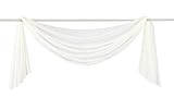 Yaland Voile Transparenter Freihandbogen einfarbig Uni Querbehang Wohnzimmer Gardinenschals (BxH 140x300, beige) 1 Stück