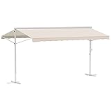 Outsunny Standmarkise Gartenmarkise Markise mit Faltarm Kurbel Terrasse Beige 4,5x3,4m