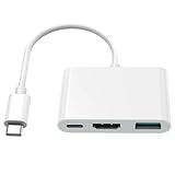 AIRSKY USB C auf HDMI Adapter, 3in1 USB C Digital AV Multiport Adapter mit 4K 60 Hz, 100W Aufladung, USB 3.0 5-Gbit/s Datenanschluss, kompatibel mit Iphone16 / 15, Mac, iPad Pro/Switch