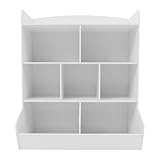 Holz-Aufbewahrungsfach für Kinder Spielzeug Organizer für Kinder 4-stöckiges Bücherregal in Weiß Aufbewahrungsregal für Spielzimmer und Schlafzimmer hält Bücher Plüschtiere Spielzeug und Kunstbedarf b