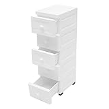 WDRENTOOL Rollwagen Badrollwagen mit 5 Schubladen, Allzweckwagen Schubladenschrank mit Rollen, Rollcontainer für Küche, Wohnzimmer, Schlafzimmer, Büro, Weiß