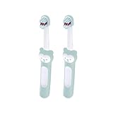 MAM Baby's Brush im 2er-Set, Baby Zahnbürste mit kurzem Griff zum einfachen Halten, Kinderzahnbürste zur sanften Zahnreinigung, ab 6+ Monate, türkis