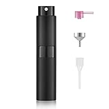 Toureal 8ml Aluminium Parfüm Zerstäuber Nachfüllbar Leer Geschenk zu Weihnachten, Reise Parfümzerstäuber für Damen und Herren, Reisezerstäuber Flasche für unterwegs (Schwarz)
