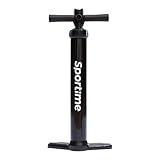 Sportime SUP Pumpe | Double Action Doppelhubpumpe für SUP-Boards, Boote und Kajaks | Integriertes Manometer | Aus robustem PVC mit Alukolben | LxB 63x30 cm | 800 g | Schwarz