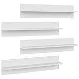 vidaXL 4X Wandregal Bücherregal Hängeregal Schweberegal Regal Wandboard Dekoregal Wandablage Wohnzimmer Weiß 80x11,5x18cm Holzwerkstoff