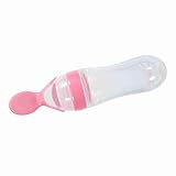 Cryfokt Fütterungsflasche, Baby Feeder -Flasche, Lebensmittelfuttermittel, 90 Ml Getreidefuttermittel, Sicher für mit Löffel für Outdoor für Tragbare Babys für (PINK)