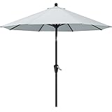 MasterCanopy 270 cm Sonnenschirm neigungsverstellbar, mit 8 Rippen und Kurbel, für Patio, Garten, Terrasse, Markt, Grau