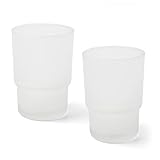 Joejis Zahnbürstenhalter Wand Ersatz Zahnbürstenbecher aus Milchglas 2er Set - Hygienischer Zahnputzbecher Glas für Zahnputzbecherhalter ohne Bohren sowie Becher und Zahnpastahalter