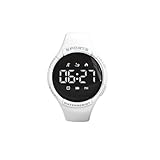 Kinder-Armbanduhr, Mädchen, Digitaluhr, IP67, Uhr, Eyanche, Stoppuhr, Schrittzähler, Teenager, Damen, nicht verbunden, mit Sport-Alarm, mit Silikonarmband, Weiß, Gurt