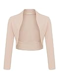 DANAEST Damen Langarm Bolero Festlich Strickjacke Schulterjacke Kurz Top (704), Grösse:S, Farbe:Beige